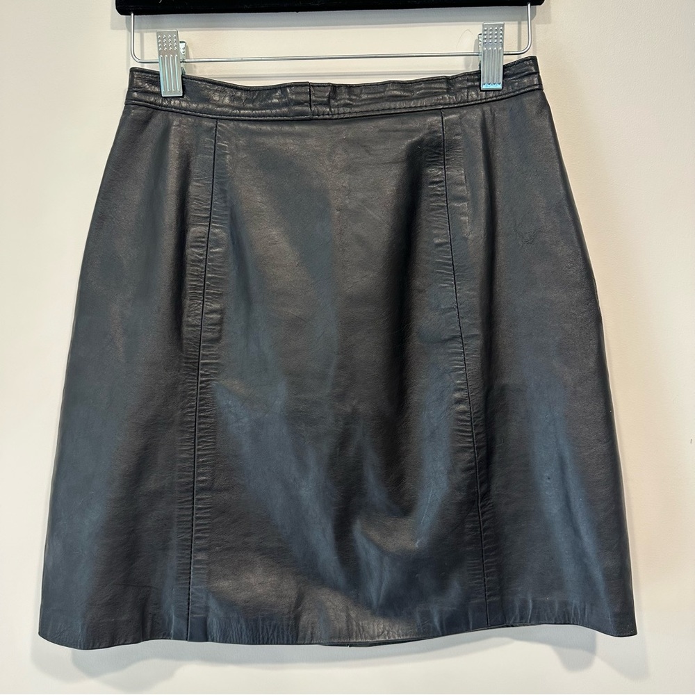 Vintage Black Leather Mini Skirt size 6:Medium